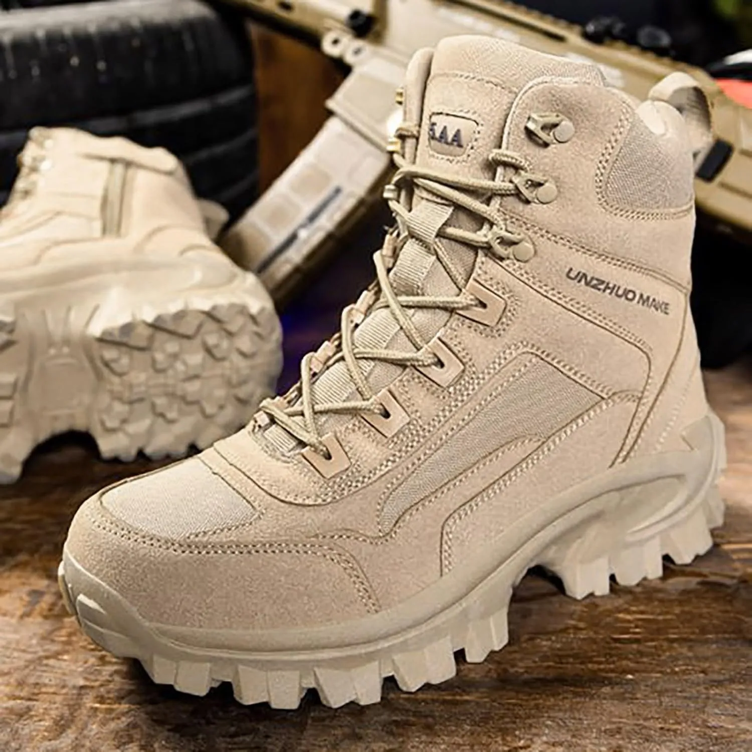 Men Water Proof Hiking and Camping Boots Comfortable and Breathable Side Zipper Non Slip Durable All Weather Boots Men