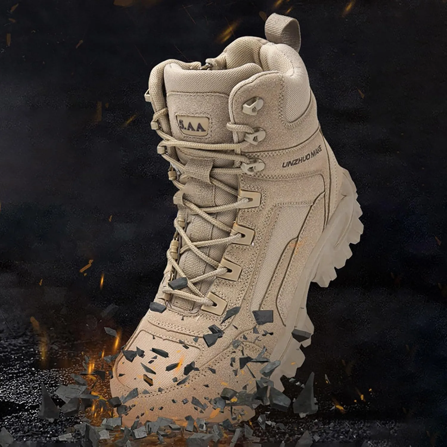 Men Water Proof Hiking and Camping Boots Comfortable and Breathable Side Zipper Non Slip Durable All Weather Boots Men
