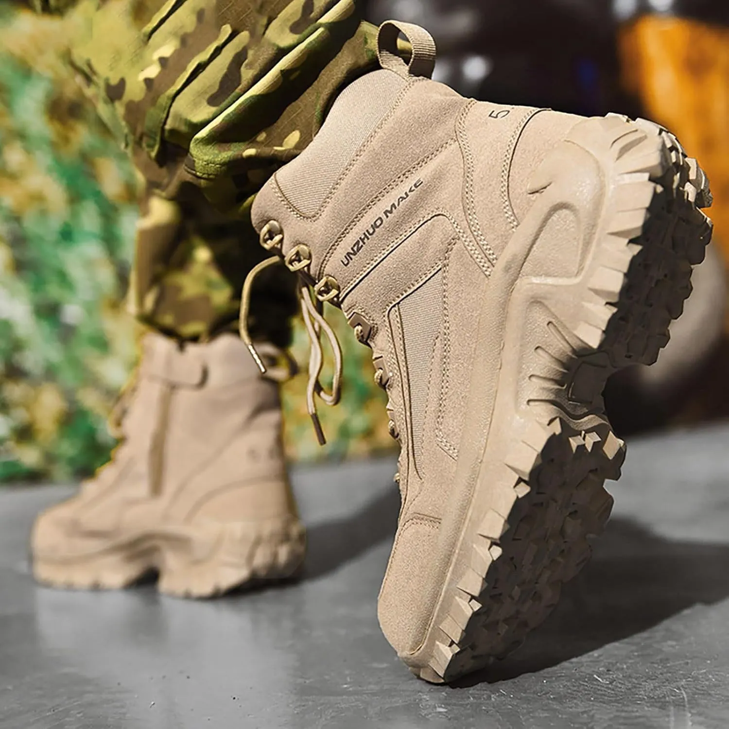 Men Water Proof Hiking and Camping Boots Comfortable and Breathable Side Zipper Non Slip Durable All Weather Boots Men