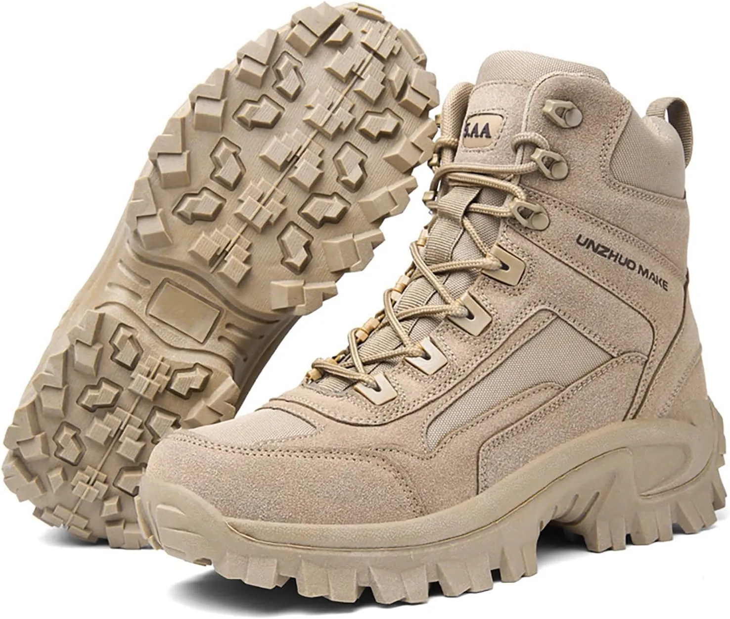 Men Water Proof Hiking and Camping Boots Comfortable and Breathable Side Zipper Non Slip Durable All Weather Boots Men