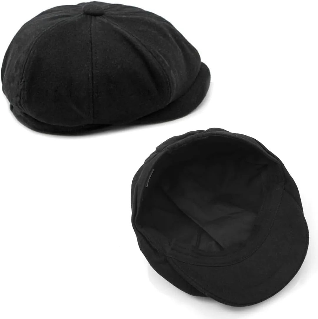 Men's 8 Panel Newsboy Cap Vintage Tweed Cap Herringbone Cabbie Flat Cap