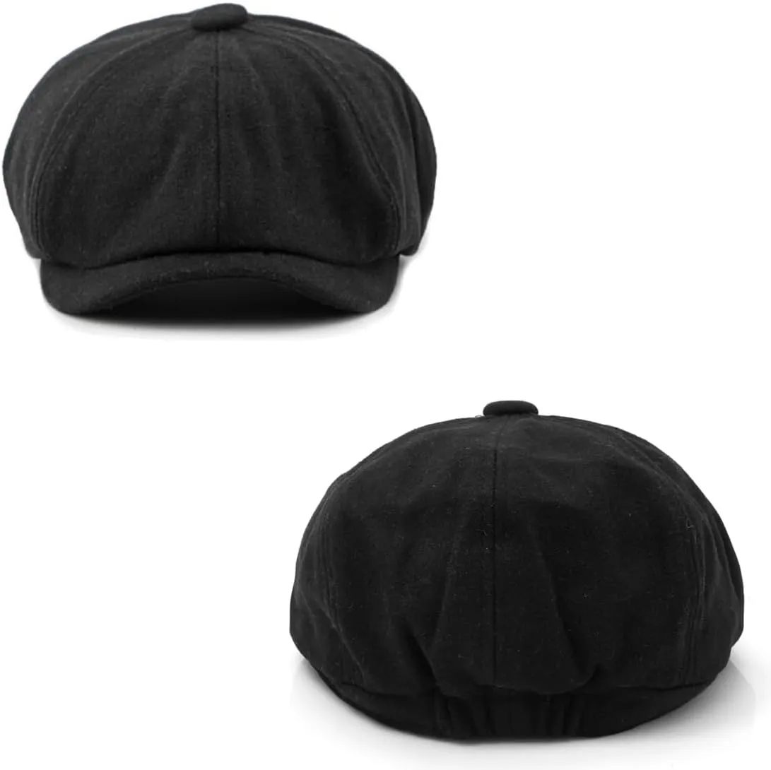Men's 8 Panel Newsboy Cap Vintage Tweed Cap Herringbone Cabbie Flat Cap