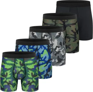 Mens Boxer Briefs Cotton Underwear Pack 6”no Ride up Regular Stretch Elastic Wide Band Boxer Briefs