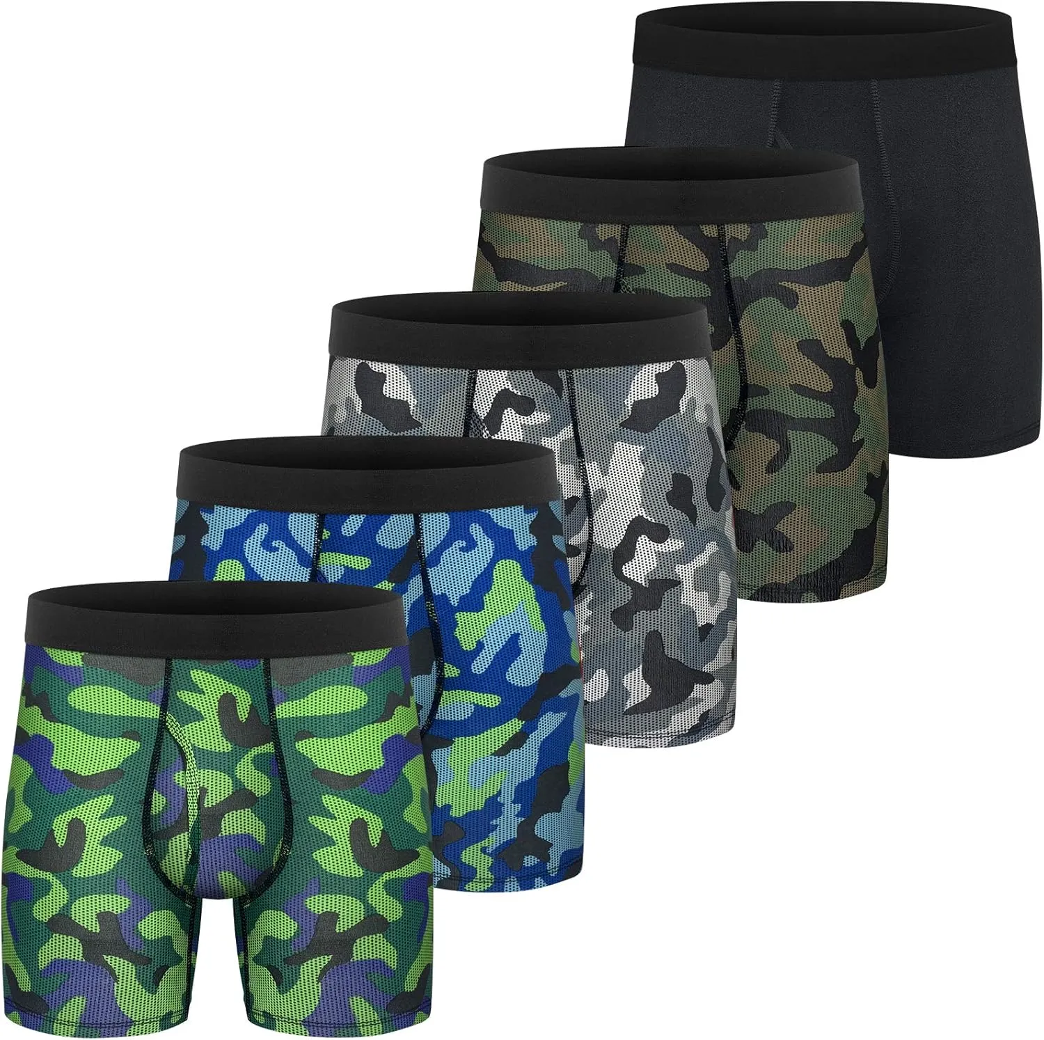 Mens Boxer Briefs Cotton Underwear Pack 6”no Ride up Regular Stretch Elastic Wide Band Boxer Briefs