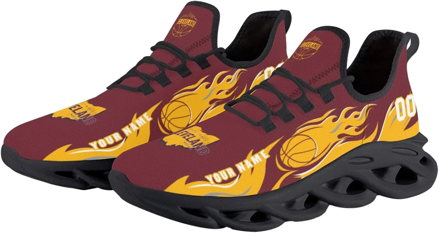 Men's Custom Basketball Flex Control Sneakers Personalized Breathable Fan Gift Name Number Workout Athletic Gym Slip-on Shoes