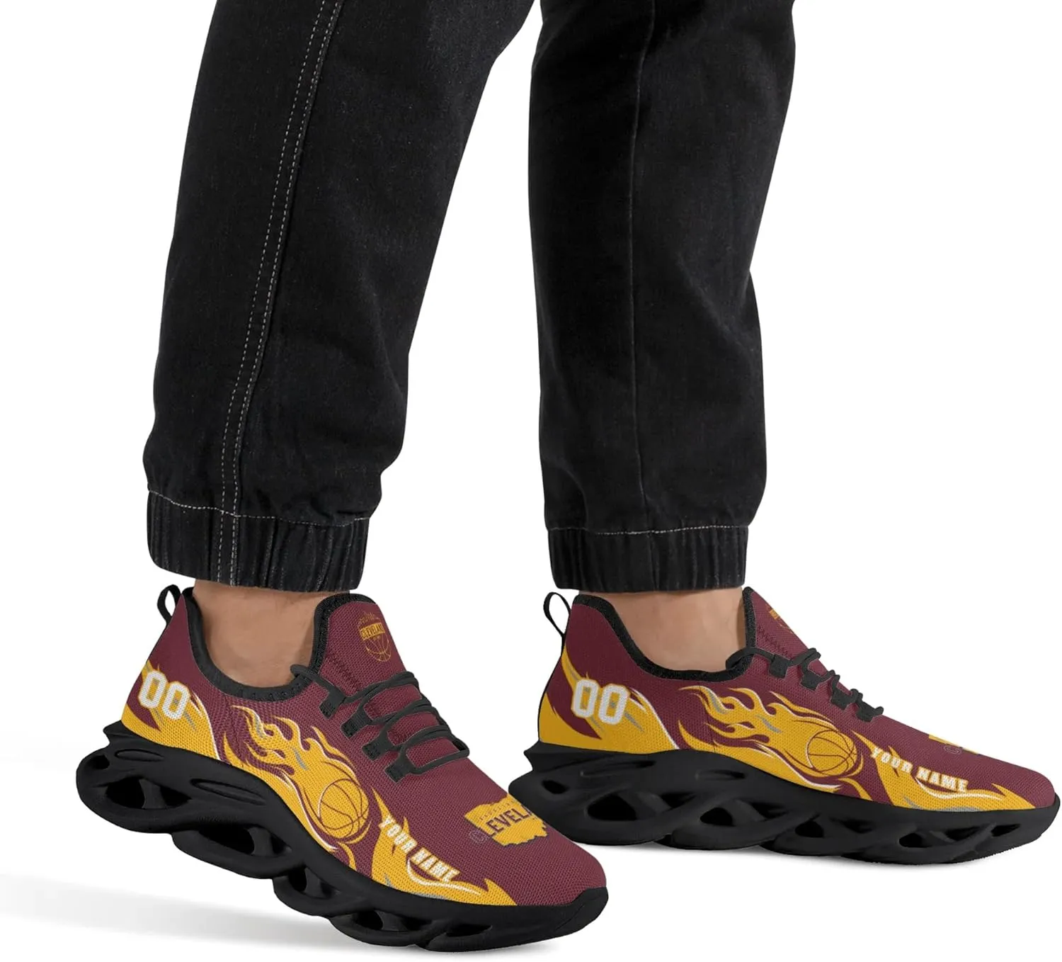 Men's Custom Basketball Flex Control Sneakers Personalized Breathable Fan Gift Name Number Workout Athletic Gym Slip-on Shoes