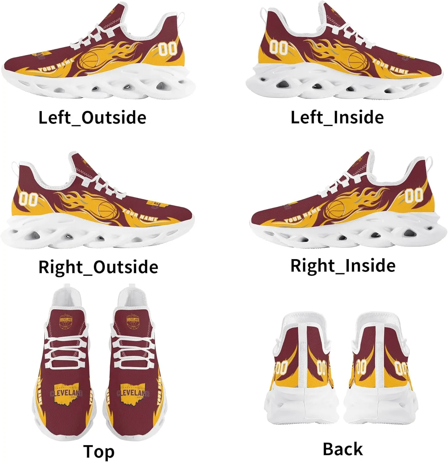 Men's Custom Basketball Flex Control Sneakers Personalized Breathable Fan Gift Name Number Workout Athletic Gym Slip-on Shoes