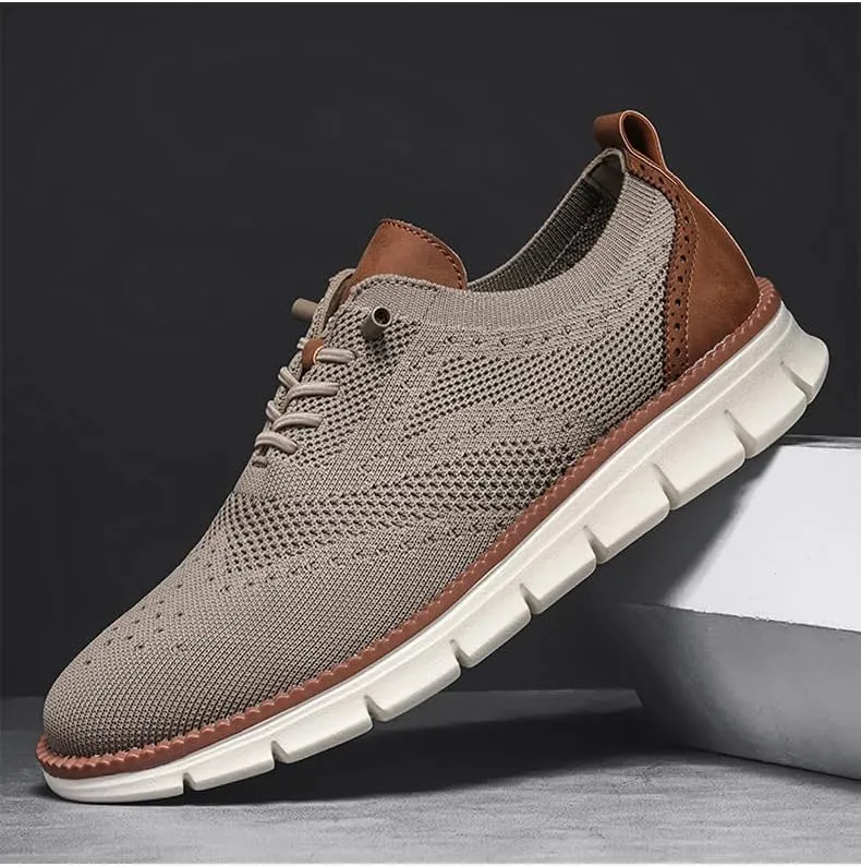 Mens Dress Shoes Work Shoes Wide Width Non Slip Casual Dress Lightweight Breathable Basic Relaxed Shoe Business Workout Walking Running Outdoor Sneakers Mesh Knit Lace-Up Soft Loafers Oxfords