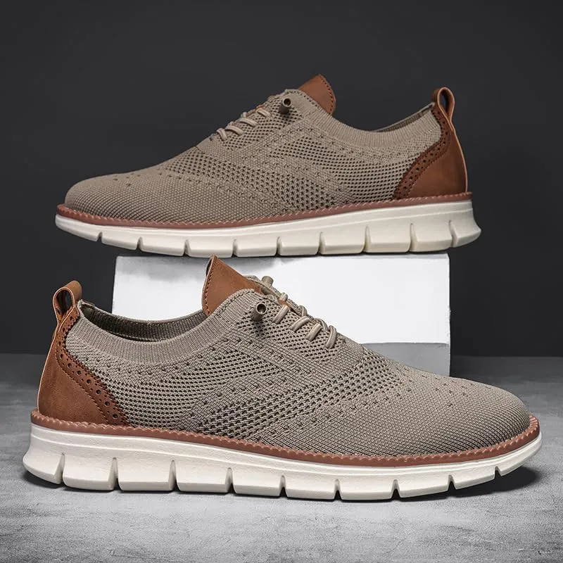 Mens Dress Shoes Work Shoes Wide Width Non Slip Casual Dress Lightweight Breathable Basic Relaxed Shoe Business Workout Walking Running Outdoor Sneakers Mesh Knit Lace-Up Soft Loafers Oxfords