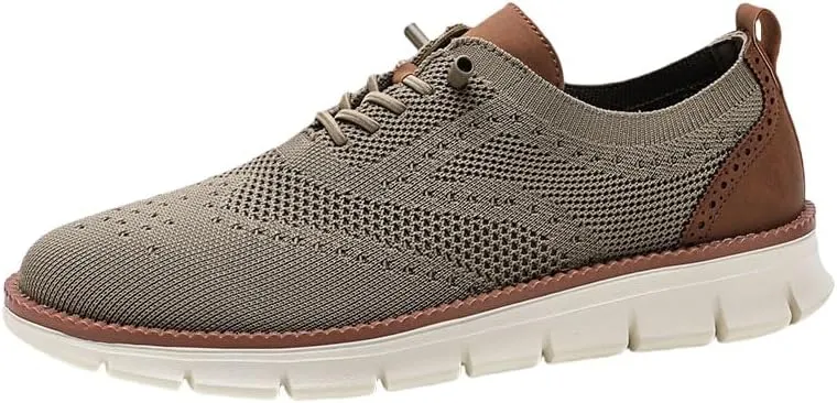 Mens Dress Shoes Work Shoes Wide Width Non Slip Casual Dress Lightweight Breathable Basic Relaxed Shoe Business Workout Walking Running Outdoor Sneakers Mesh Knit Lace-Up Soft Loafers Oxfords