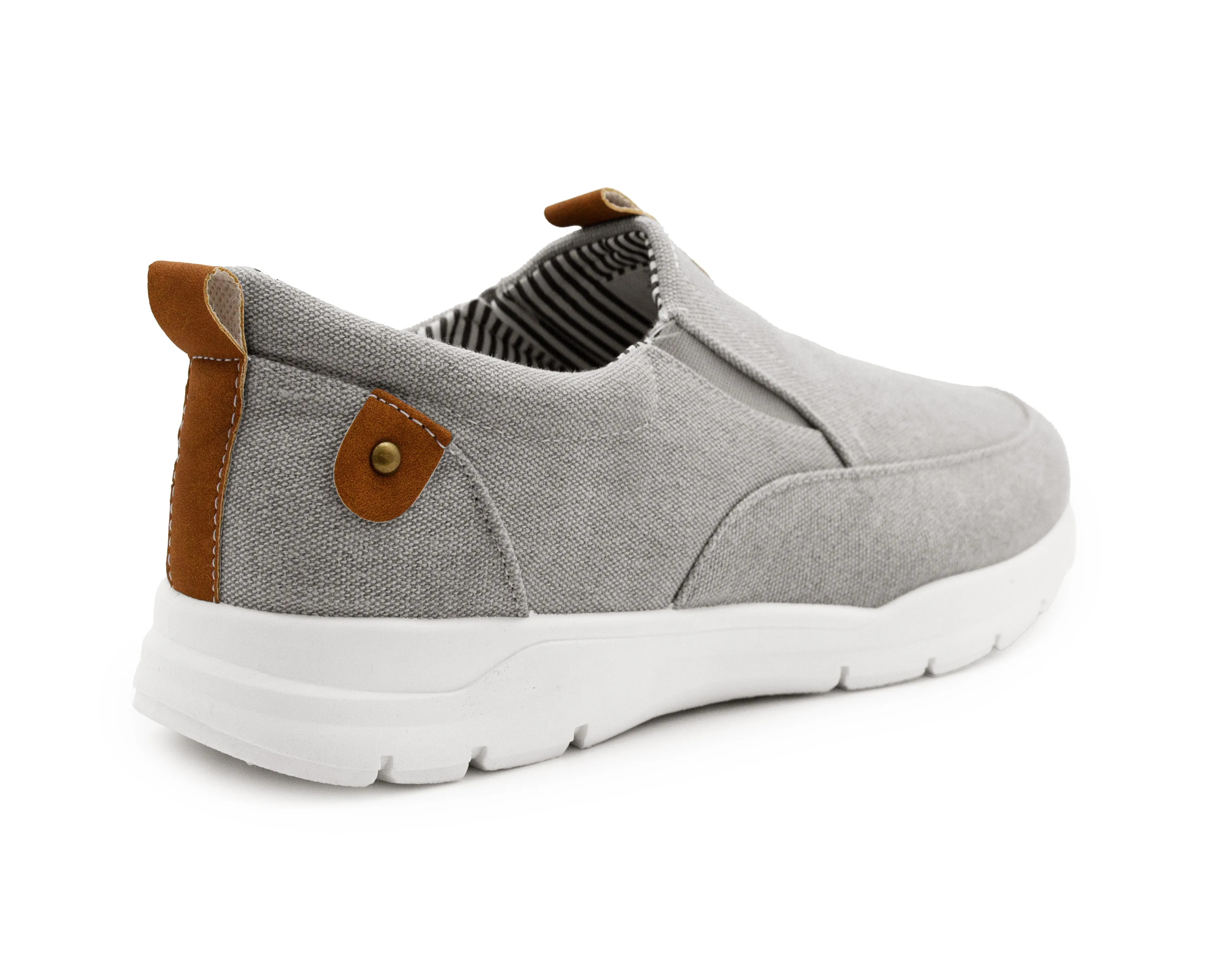 Mens Grey Canvas Slip On Trainers Elastic Twin Gusset Denim Casual Fashion Trainer Sneaker Pumps