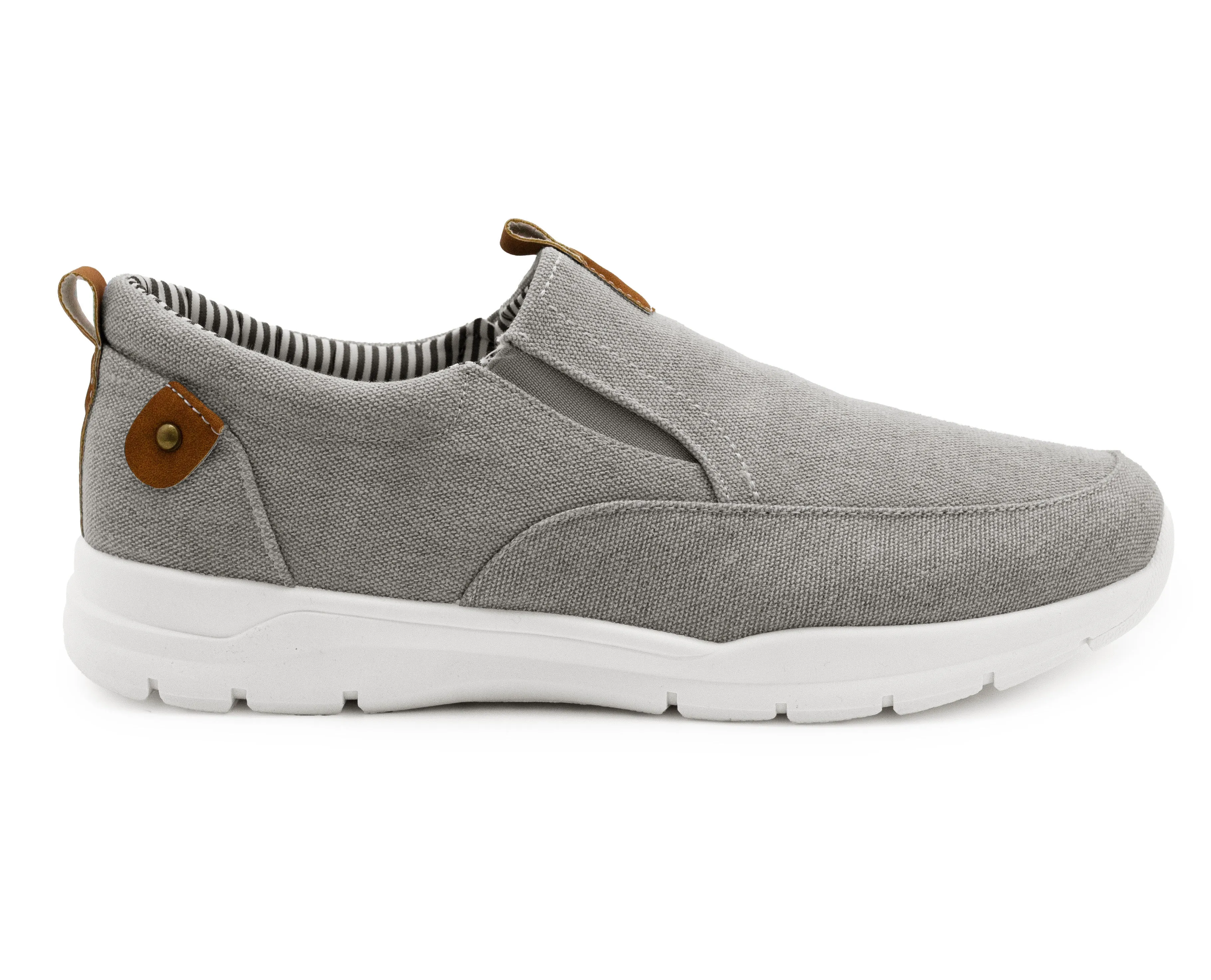 Mens Grey Canvas Slip On Trainers Elastic Twin Gusset Denim Casual Fashion Trainer Sneaker Pumps