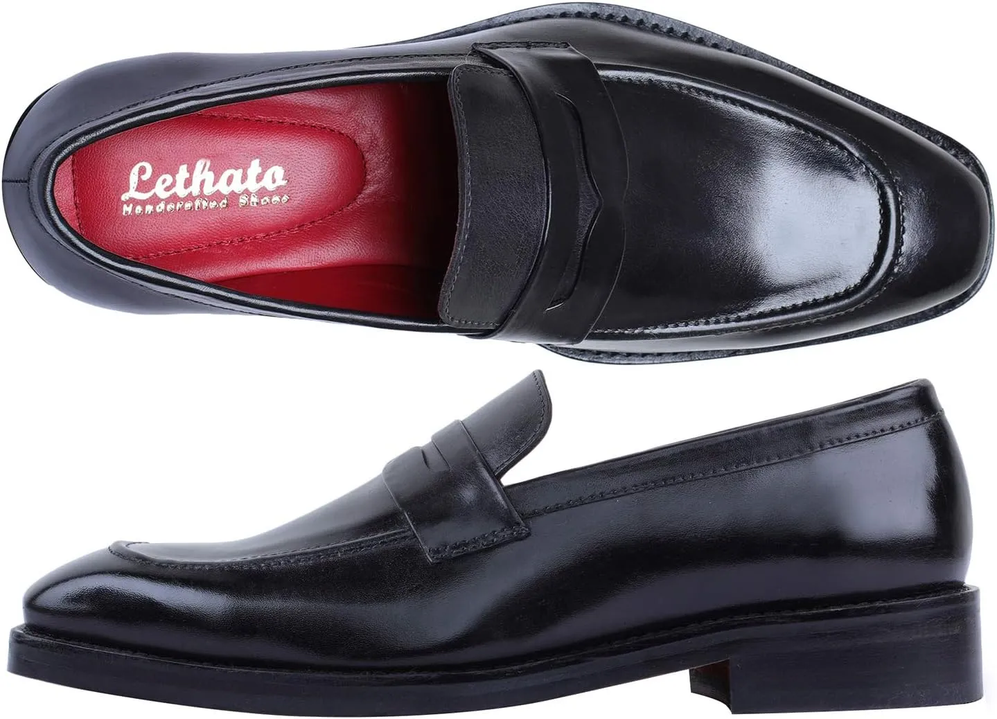 Men's Handcrafted Genuine Leather Penny Slip-On Leather Lined Loafer