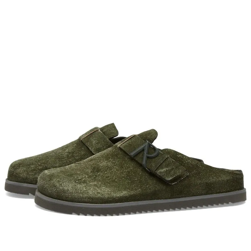 Men'S Initial Mule - Fleck Hairy Suede In Olive