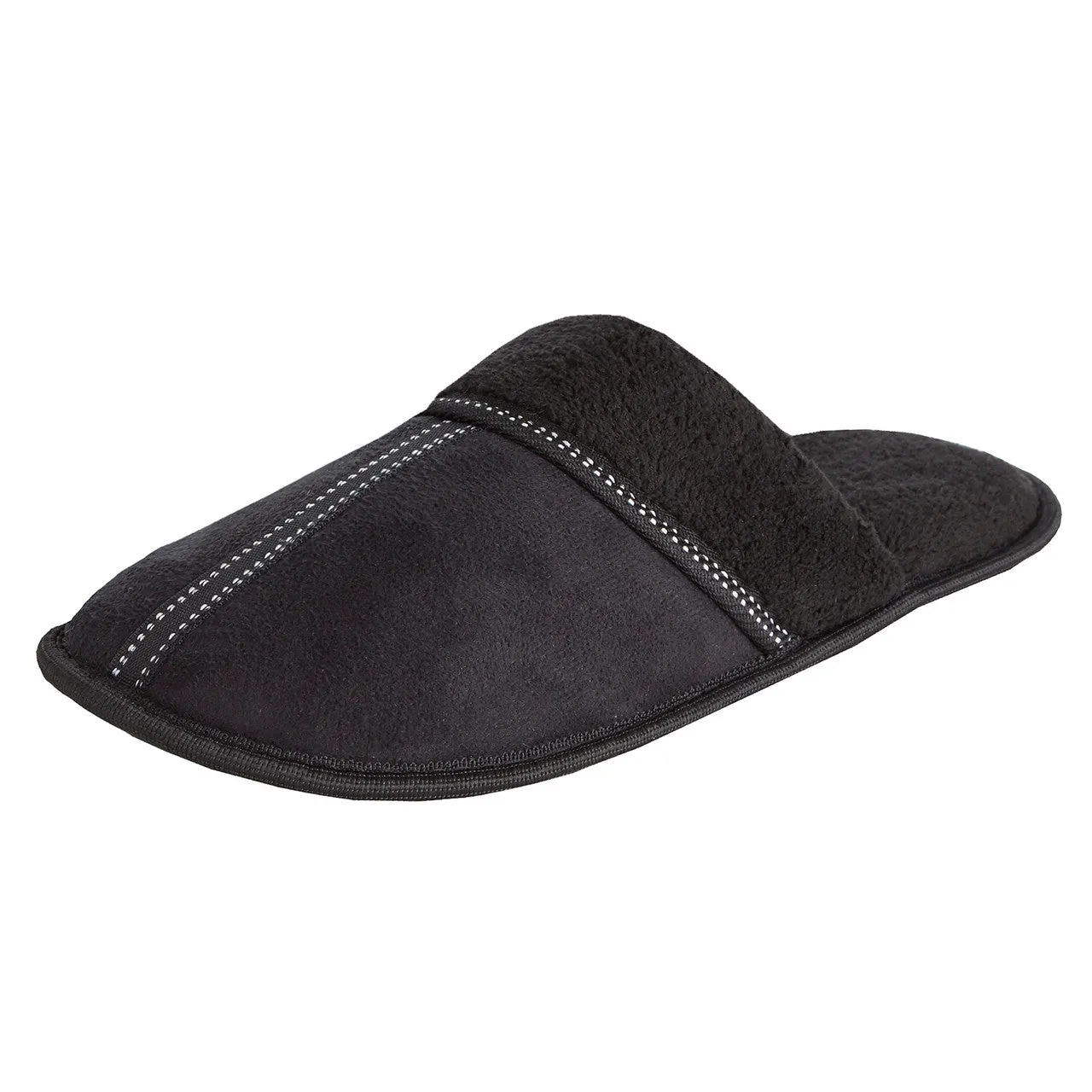 Mens Mule Memory Foam Faux Suede Slippers Black