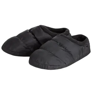 Mens Nylon Insole Polar Fleece Slippers Black