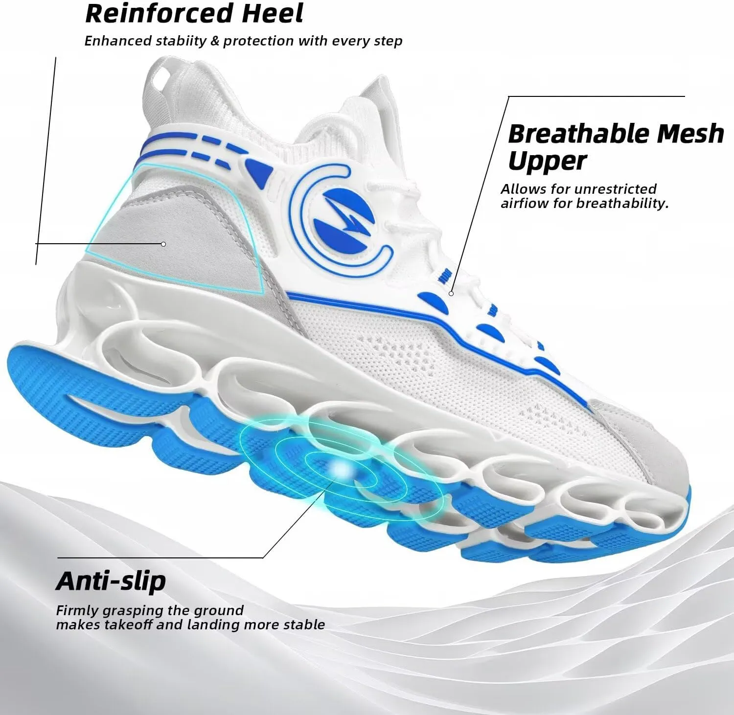 Men's Running Shoes Fashion Sneakers Breathable Blade Non Slip Walking Shoes Gym Sport Trainer Athletic