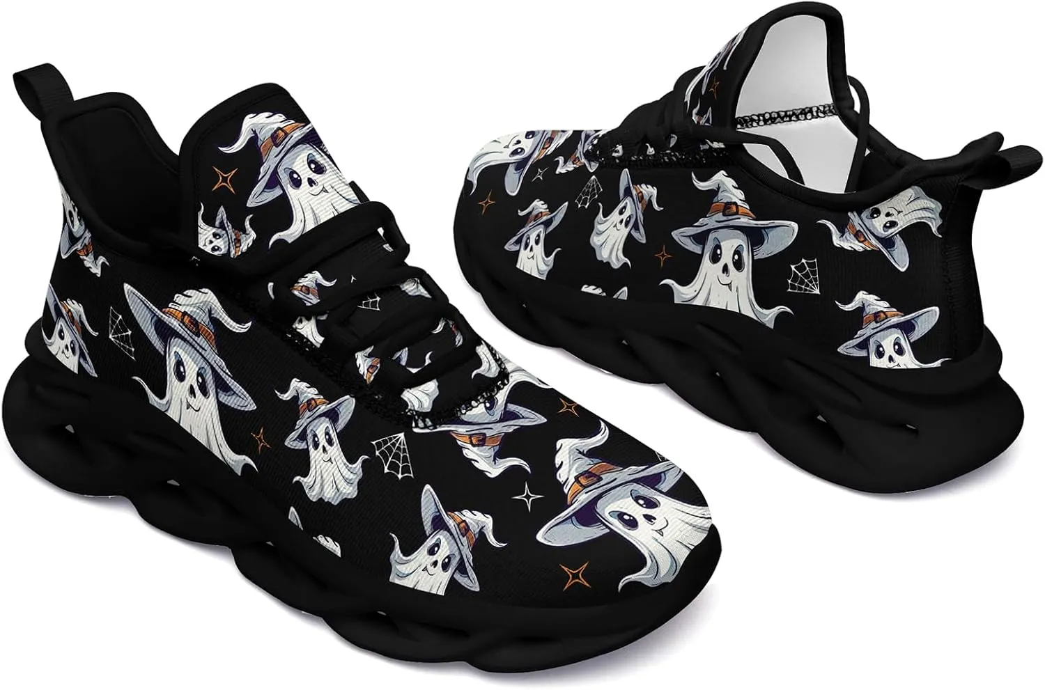 Men's Skull Gothic Running Shoes Lightweight Breathable Sport Shoes for Women Cushion Slip On Walking Sneaker