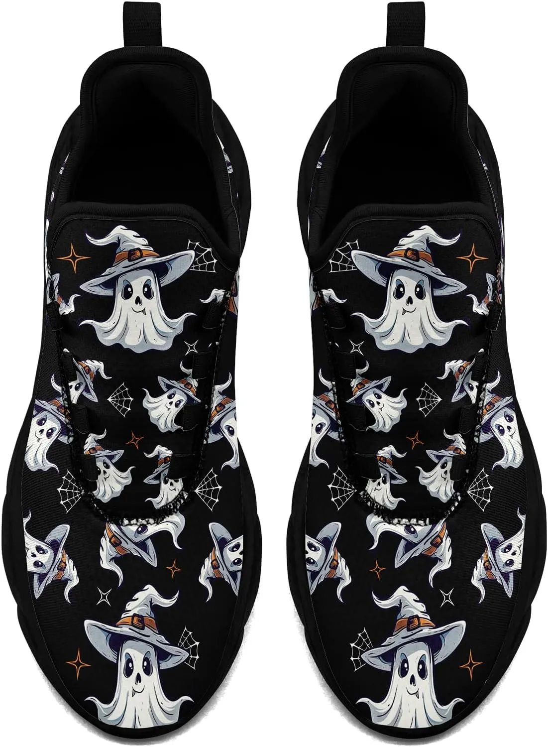 Men's Skull Gothic Running Shoes Lightweight Breathable Sport Shoes for Women Cushion Slip On Walking Sneaker