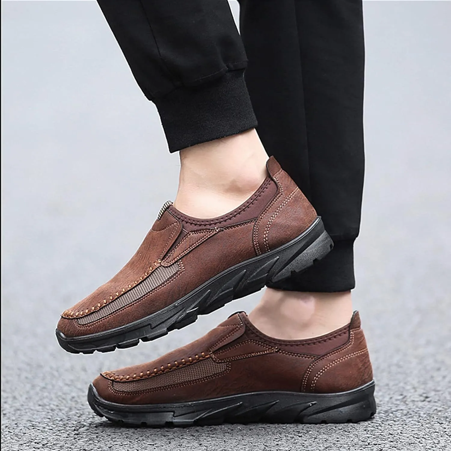 Mens Slip on Orthopedic Leather Loafer Casual Business Lightweight Walking Soft Driving Shoes Moccasin Daily Flats Sneakers