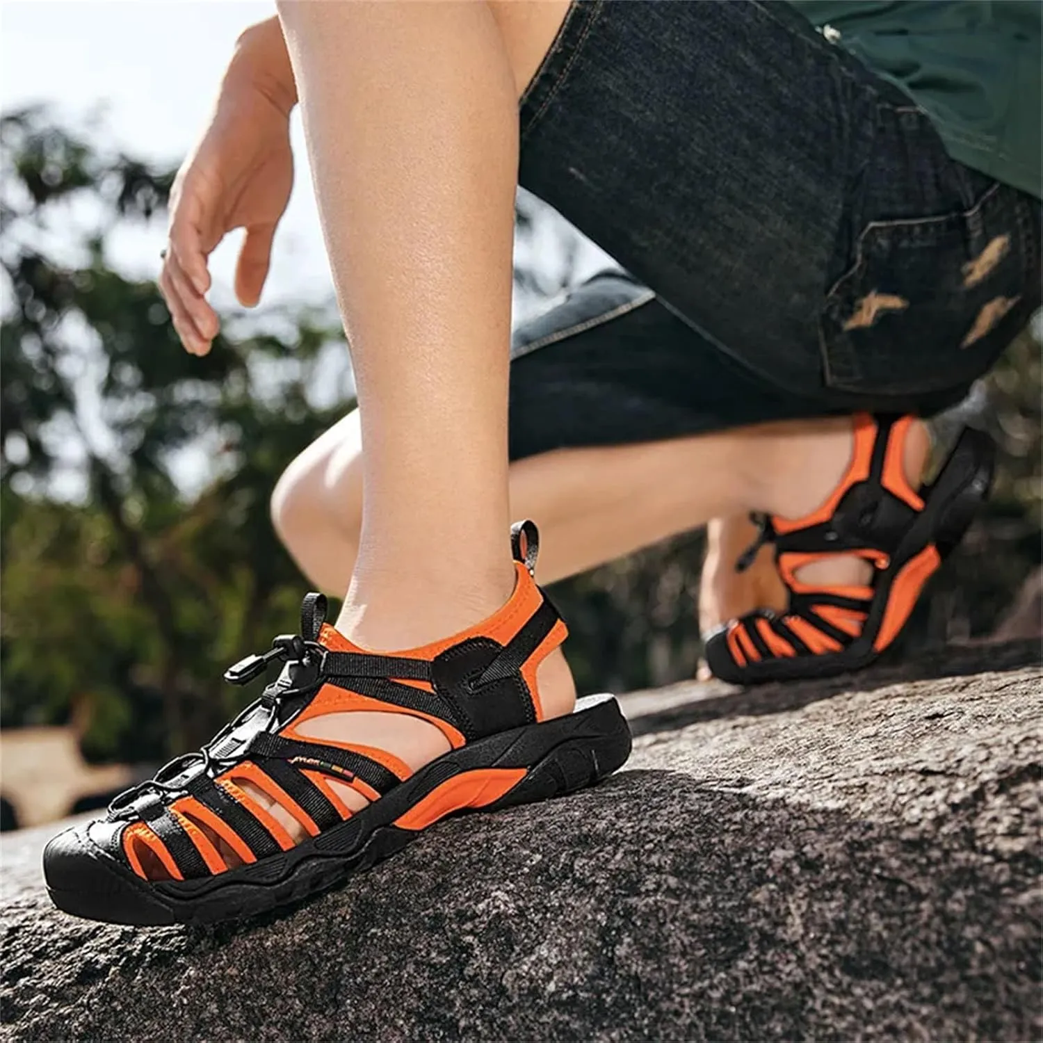 Men's Soft Sole Leather Sandals - Cushioned Beach Shoes with Breathable Design