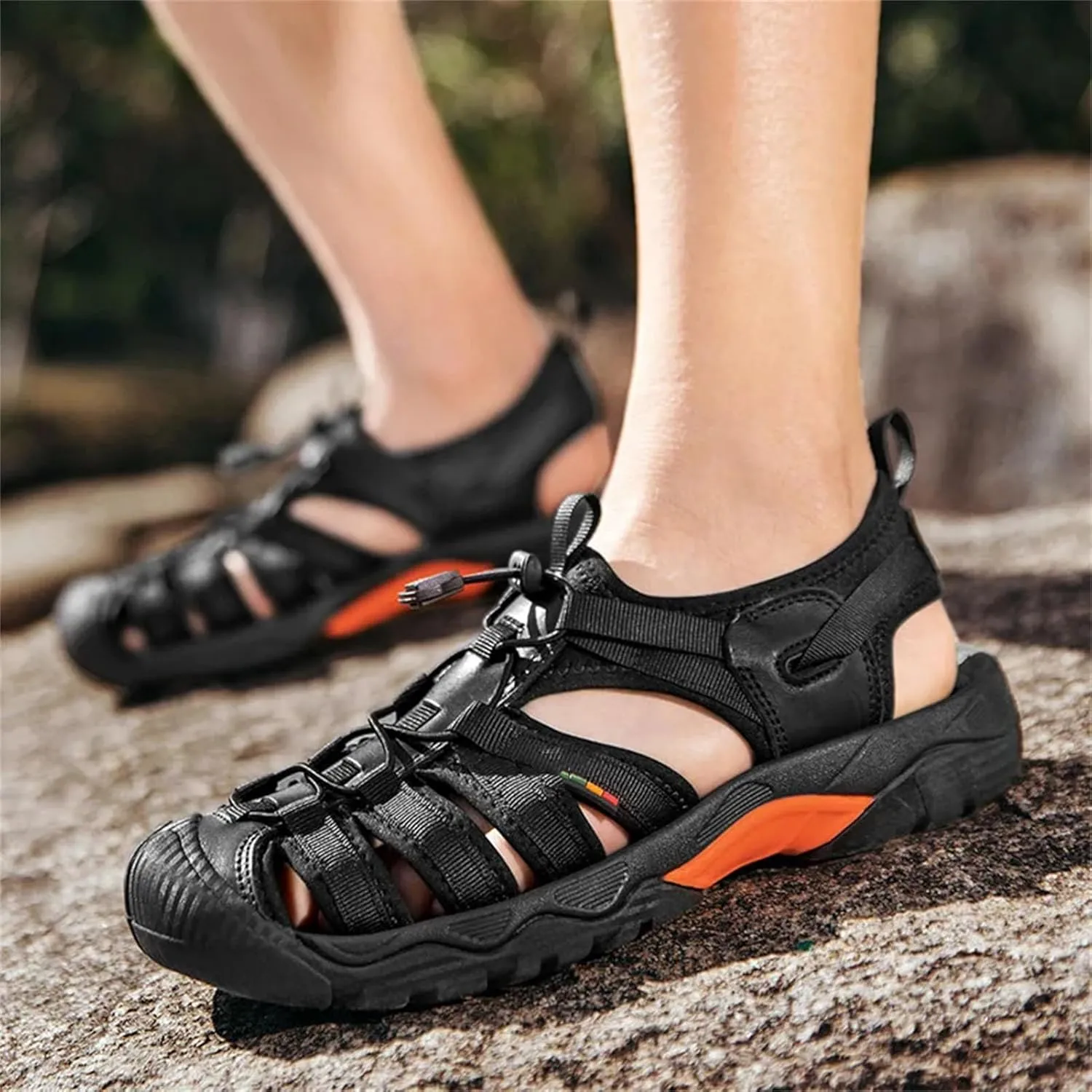 Men's Soft Sole Leather Sandals - Cushioned Beach Shoes with Breathable Design