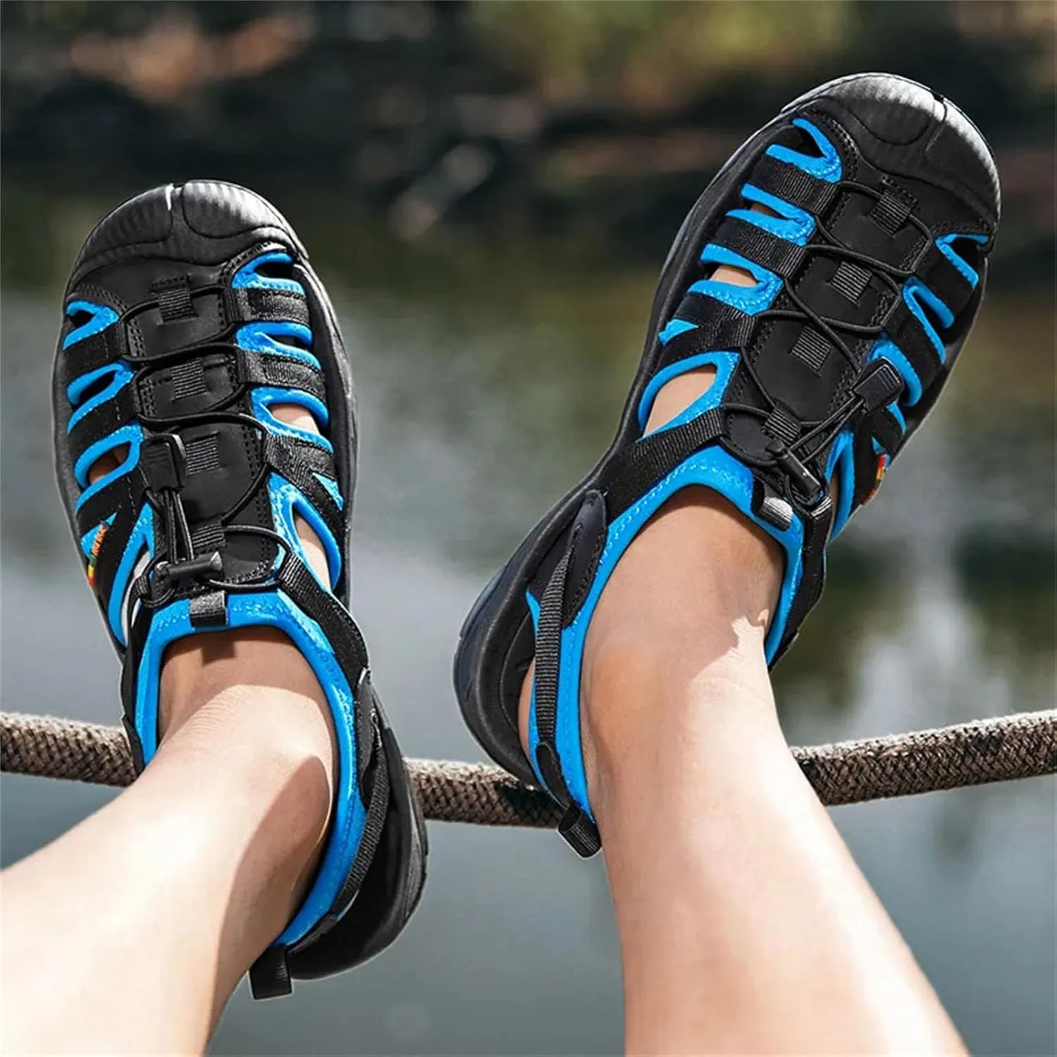 Men's Soft Sole Leather Sandals - Cushioned Beach Shoes with Breathable Design