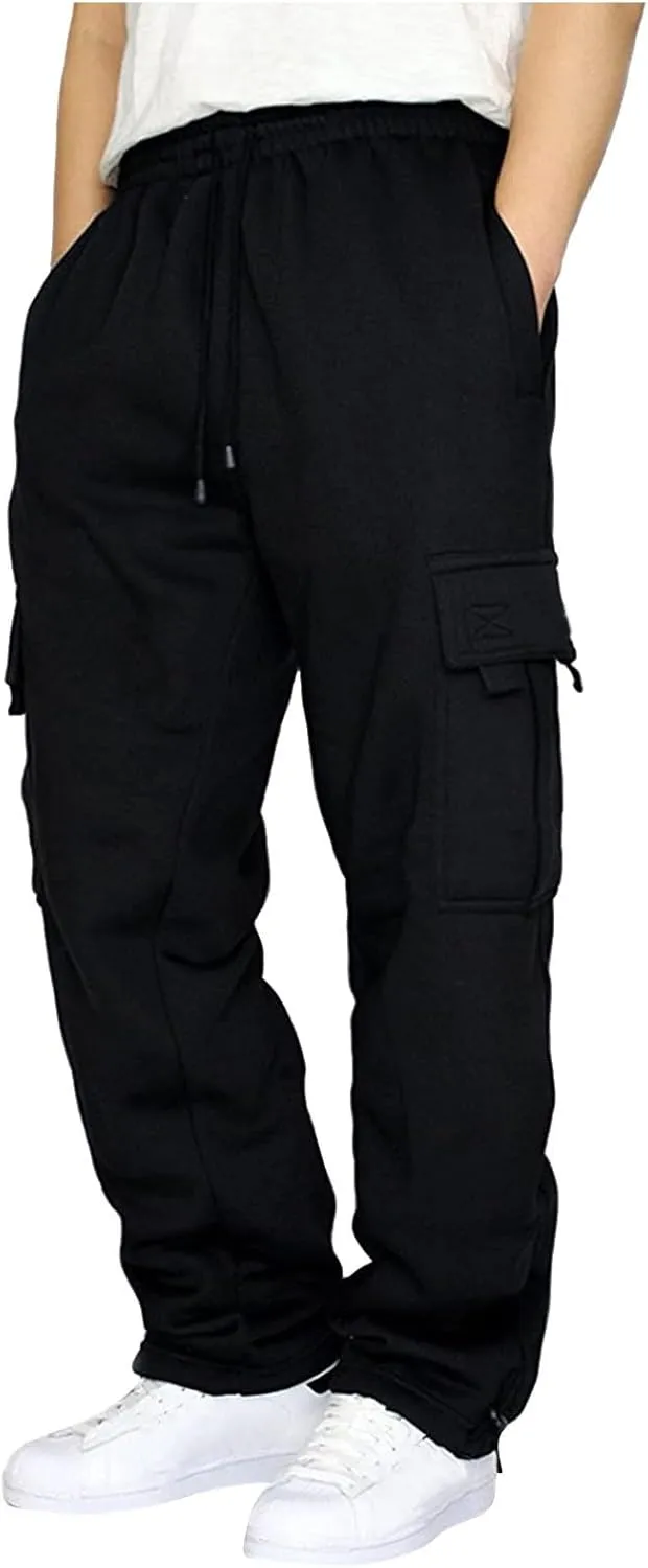 Mens Sweatpants Elastic Waist Relaxed Joggers Baggy Sweat Pants Trousers Athletic Cotton Sweatpants with Pockets