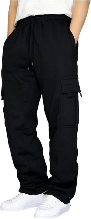 Mens Sweatpants Elastic Waist Relaxed Joggers Baggy Sweat Pants Trousers Athletic Cotton Sweatpants with Pockets