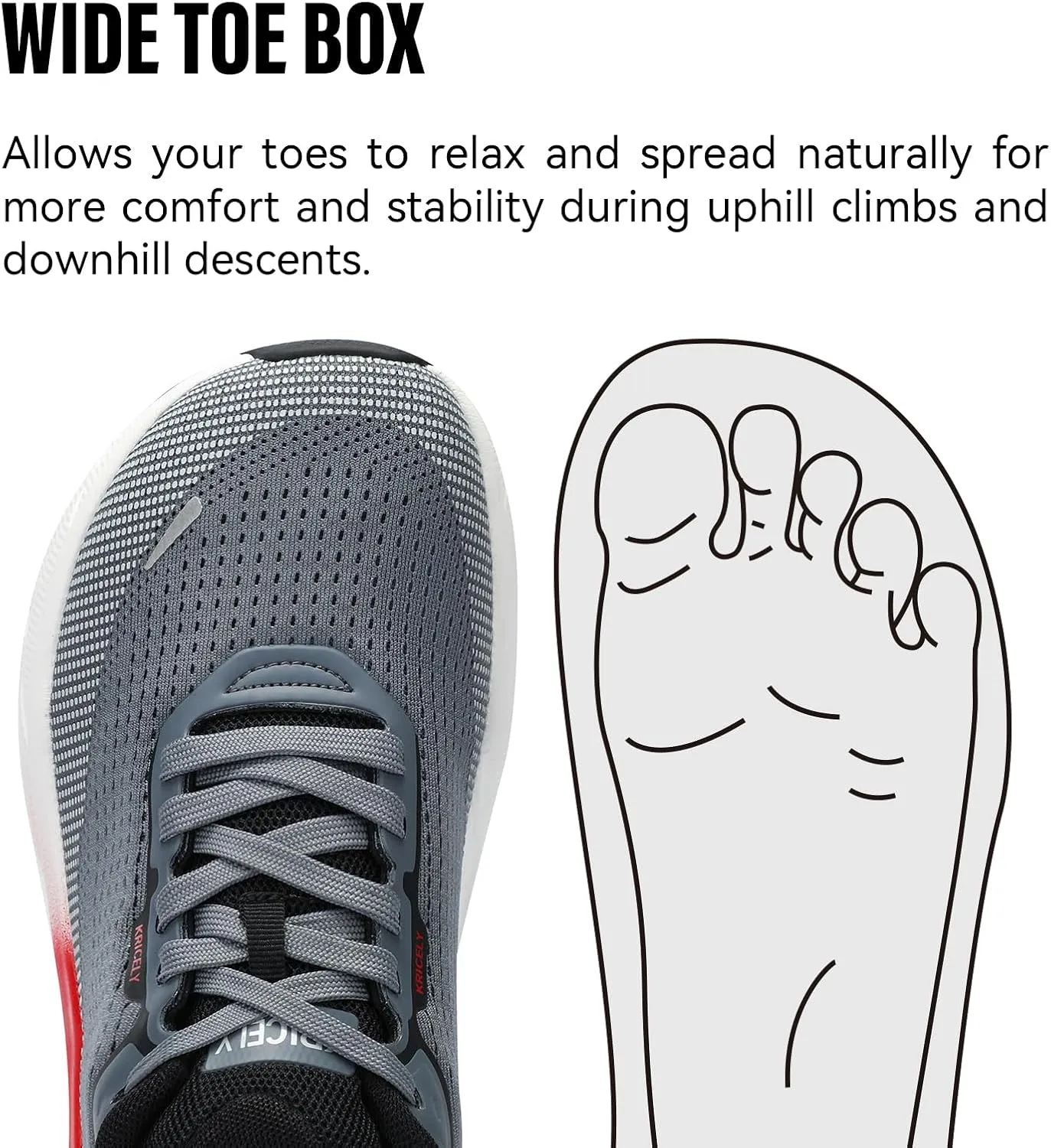 Men's Wide Toe Box Running Shoes | Trail Running Shoes for Cross Trainer Trail Running