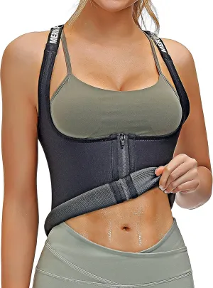 MERMAID'S MYSTERY Women Waist Trainer Vest Slim Corset Neoprene Sauna Tank Top Zipper Body Shaper Shirt