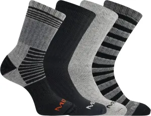 Merrell unisex-adult Thermal Hiking Crew Socks 4 Pair Pack Unisex Arch Support Band and Wool Blend