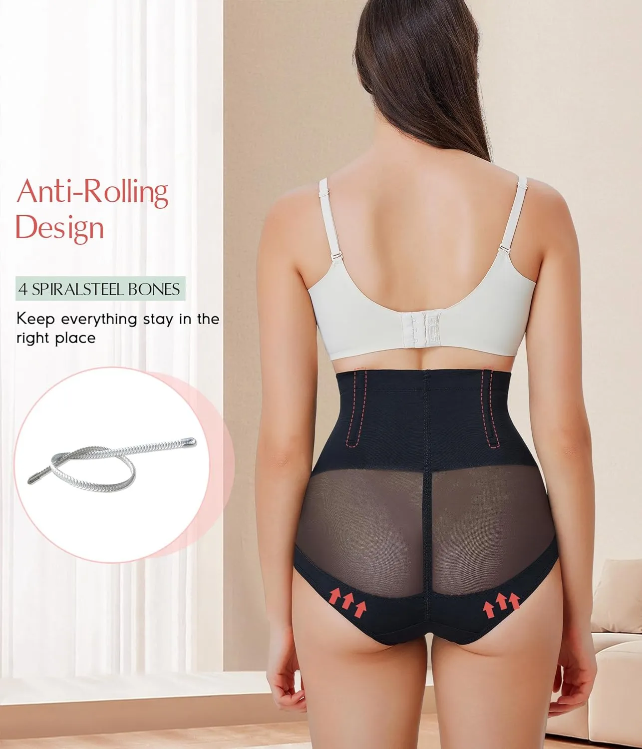 MERYOSZ Butt Lifting Panties High Waisted Tummy Control Shapewear for Women Waist Trainer Mesh Body Shaper Underwear
