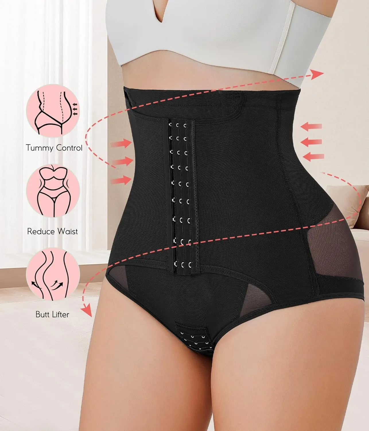 MERYOSZ Butt Lifting Panties High Waisted Tummy Control Shapewear for Women Waist Trainer Mesh Body Shaper Underwear