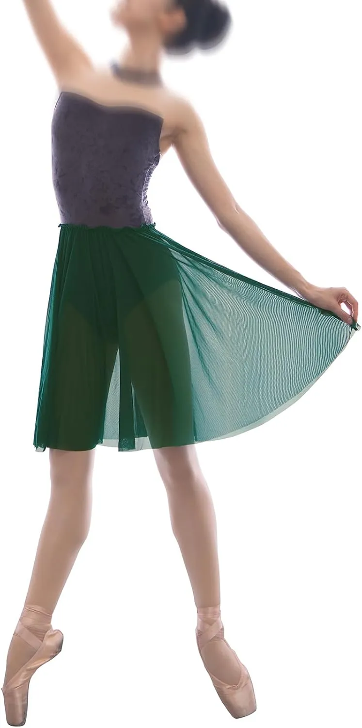 Mesh Ballet Skirt 20.5 Inches Long Practice Skirt Ruffle Elastic Waistband