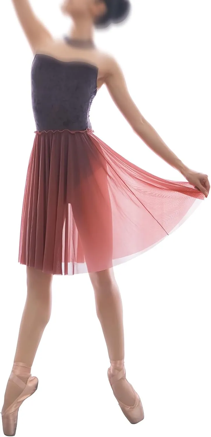 Mesh Ballet Skirt 20.5 Inches Long Practice Skirt Ruffle Elastic Waistband