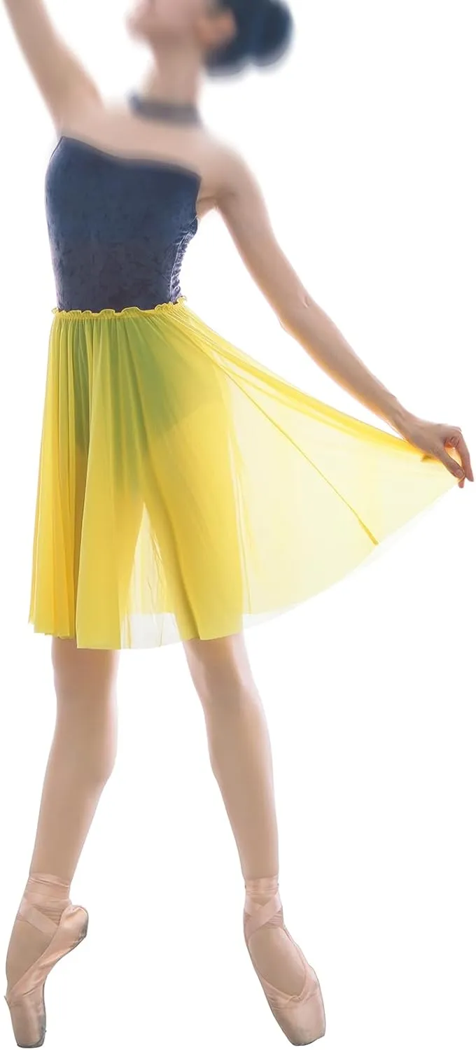 Mesh Ballet Skirt 20.5 Inches Long Practice Skirt Ruffle Elastic Waistband