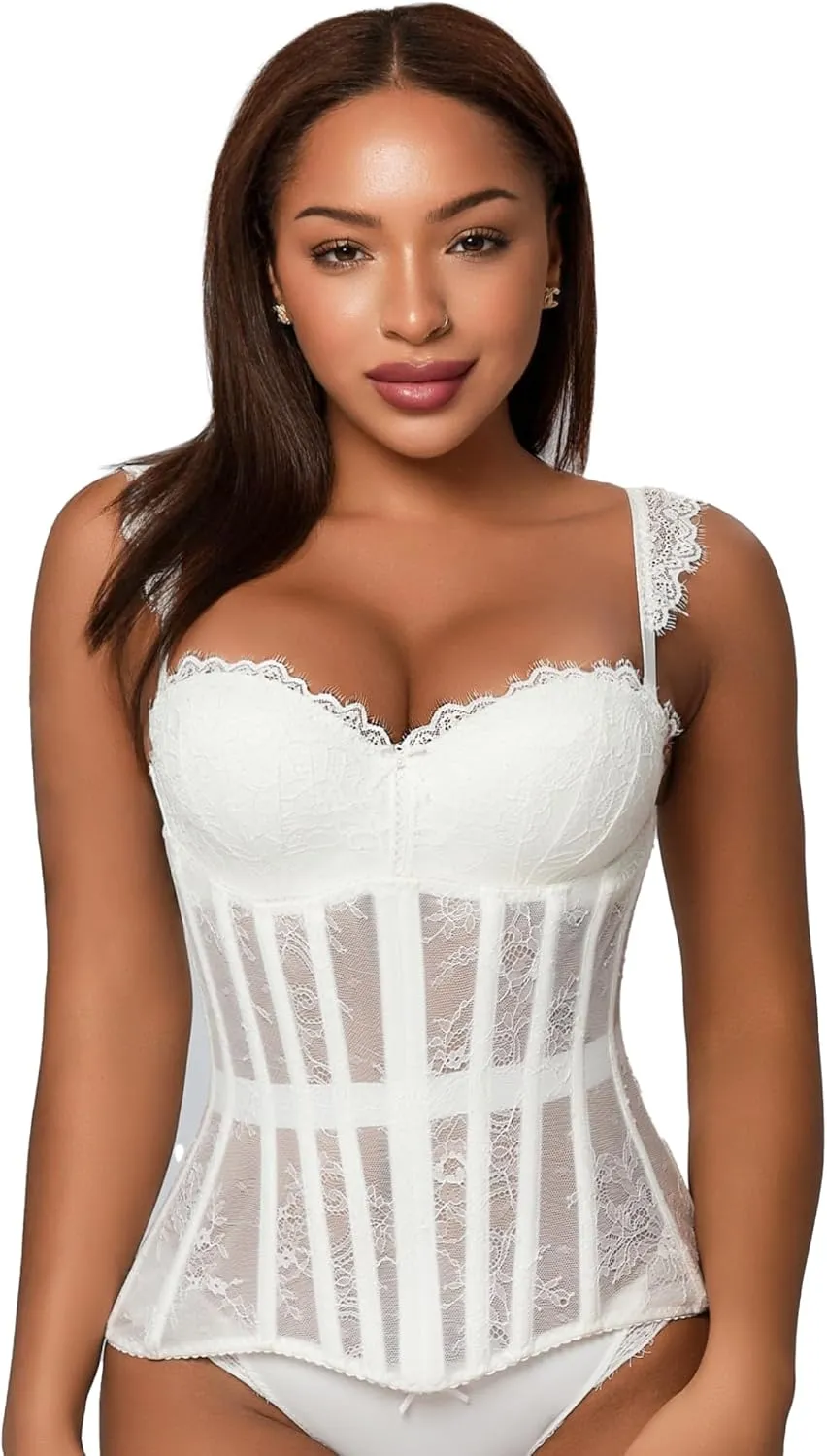 Mesh Corset Waist Trainer for Women - Underbust Corset Lace Up - Waist Cincher Shapewear - Body Shaper