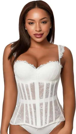 Mesh Corset Waist Trainer for Women - Underbust Corset Lace Up - Waist Cincher Shapewear - Body Shaper