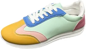 Mesh PU Multi Color Trendy Lace Up Sneakers Low Top Flat Casual Shoes for Teens and Young Women Ideal for School Daily Wear German Style Trainer
