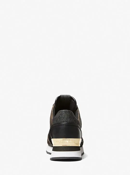 Michael Kors Maddy Two-Tone Logo Trainer brown black sneakers 7m