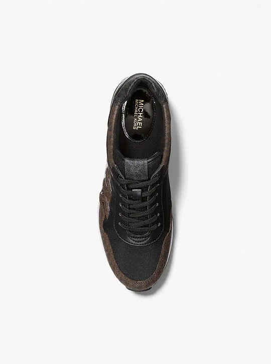 Michael Kors Maddy Two-Tone Logo Trainer brown black sneakers 7m