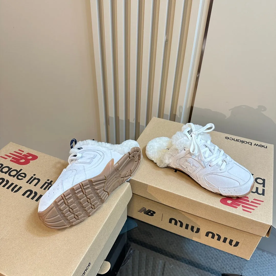 Miu x Balance 530 SL Mule White Suede