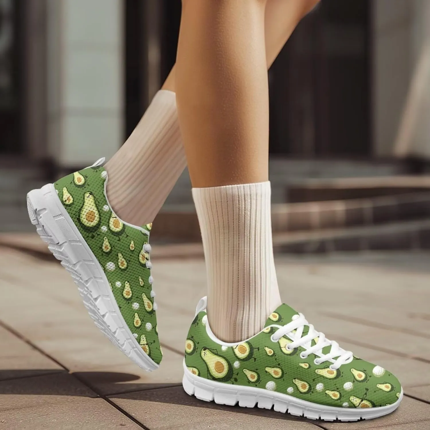 Modysero Womens Shoes for Sports Travel Fall Non Slip Womens Tennis Shoes Graphic Print Lace Up Walking Sneakers
