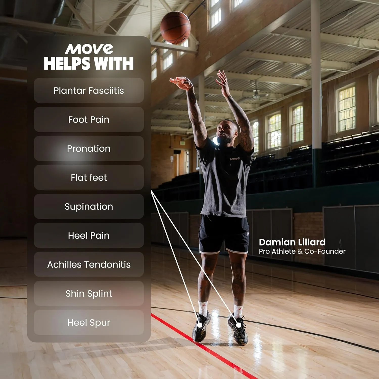MOVE Game Day Pro- Ultimate Performance Sports Insoles for Basketball, Volleyball, Football, Tennis, Athletics, Baseball, Running, and Active Lifestyle. Extra Shock Absorption (M 12-12.5/WM 13.5-14)