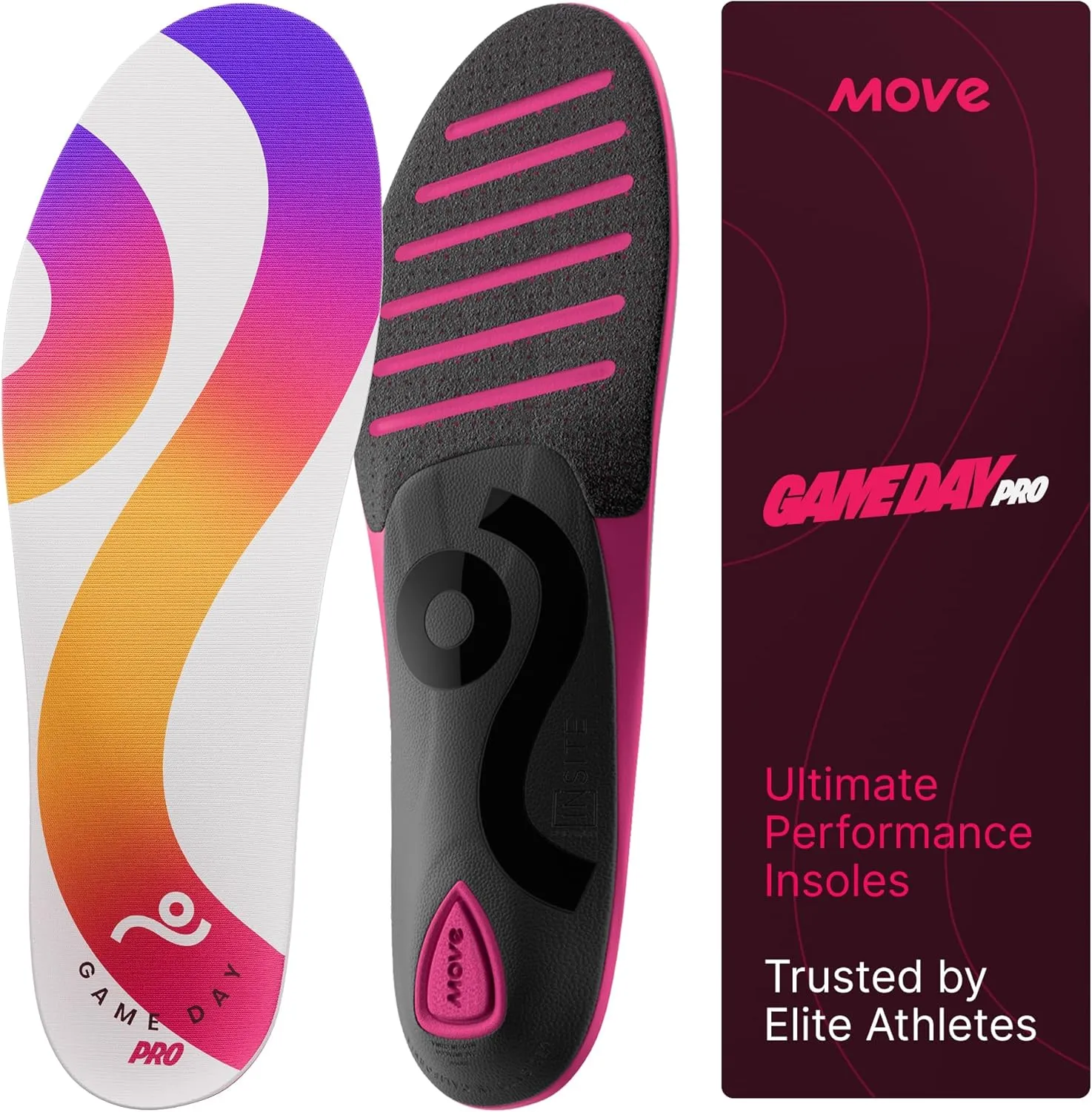 MOVE Game Day Pro- Ultimate Performance Sports Insoles for Basketball, Volleyball, Football, Tennis, Athletics, Baseball, Running, and Active Lifestyle. Extra Shock Absorption (M 12-12.5/WM 13.5-14)