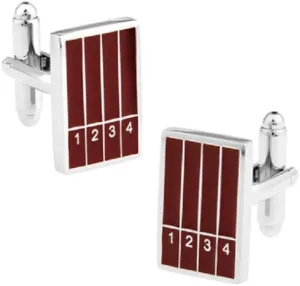 MRCUFF Lanes 4 Track And Field Sports Track Starting Line Run Runner Race Pair Cufflinks in Presentation Gift Box & Polishing Cloth