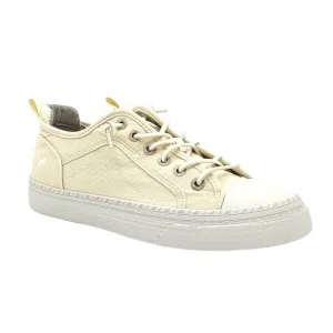 Mustang Florida 1376-308-243 Women's Elasticated Lace Canvas Pump Trainer Ivory
