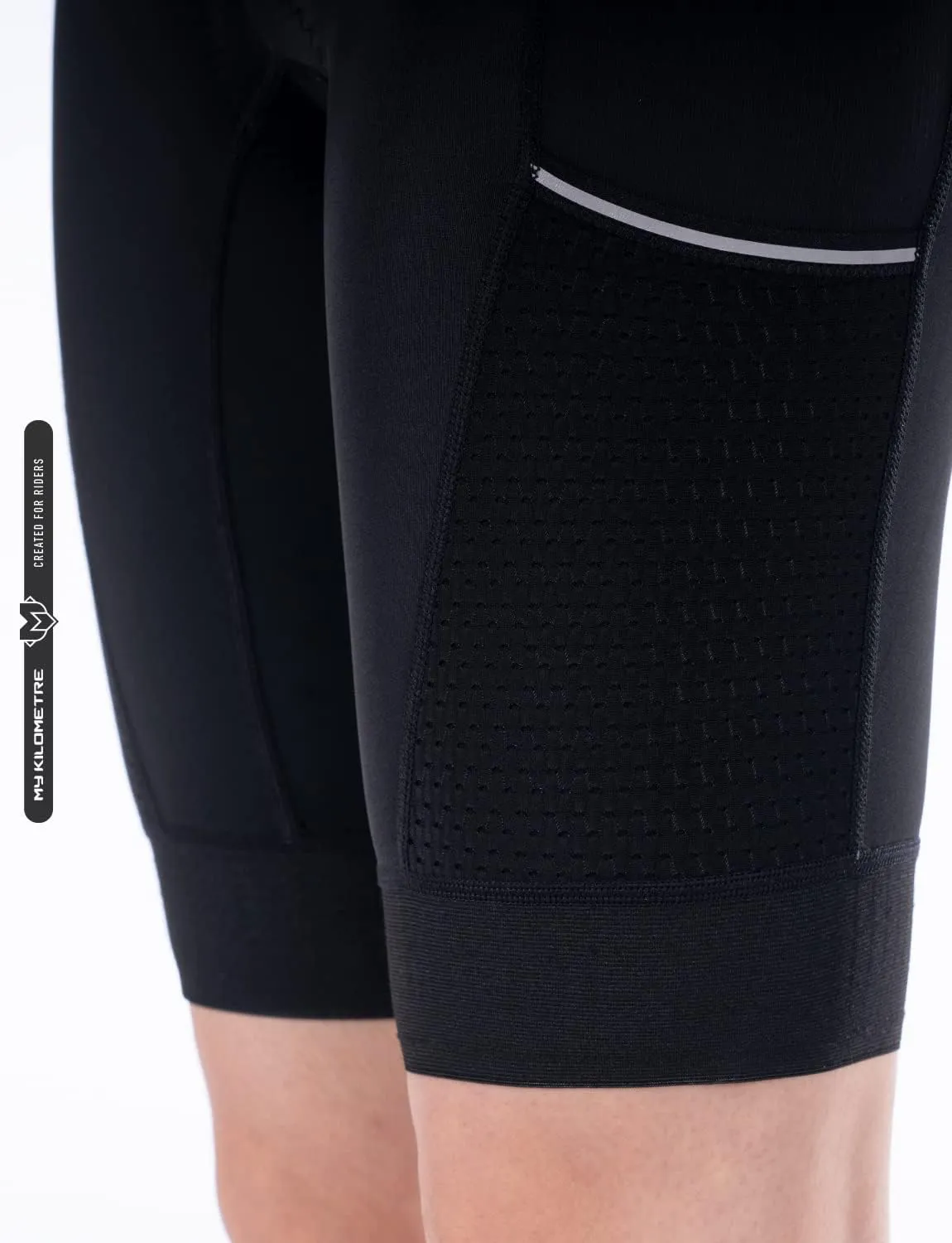 MY KILOMETRE Womens Triathlon Shorts 8” Inseam Tri Shorts with Side Pockets Adjustable Drawstring