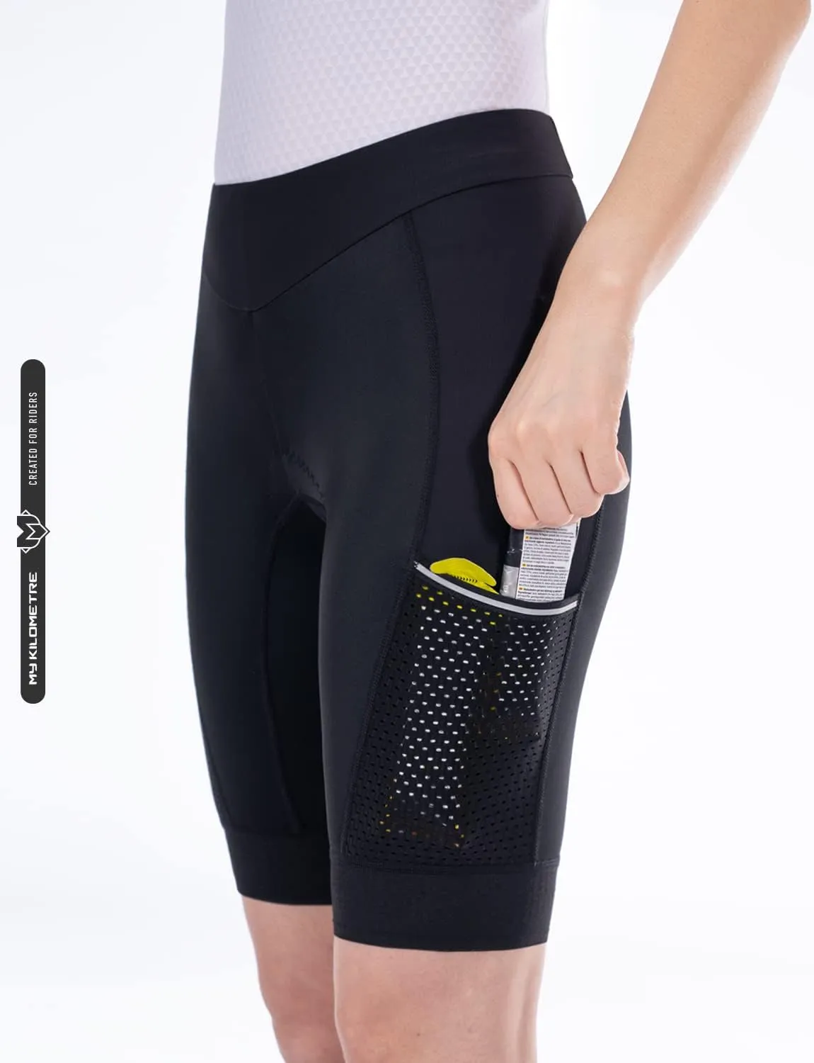 MY KILOMETRE Womens Triathlon Shorts 8” Inseam Tri Shorts with Side Pockets Adjustable Drawstring